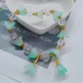 Nouveau bracelet de perles double couche de style chinois avec fleurs vertes et cristaux. - Muguet Vert