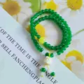 Nouveau style chinois bracelet de perles vertes double couche bijoux vintage femme. - Double couche 6 mm - Vert