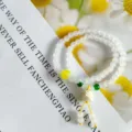 Nouveau bracelet de perles double couche de style chinois élégant avec pendentif. - Double couche 6 mm - Blanc