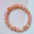 Natural pink crystal agate gemstone beaded bracelet 8mm minimalist single circle fashion jewelry - 1