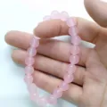 Natural pink crystal quartz beaded bracelet 8mm gemstone single circle round bead jewelry - Pink Chalcedony