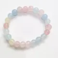 Natural crystal agate multi-color beaded bracelet simple round gemstone jewelry fashion - Morganite Chalcedony