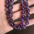 Natural amethyst crystal round bead bracelet, 8mm fashion simple single strand jewelry. - Amethyst