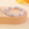 Natural crystal stone beaded bracelet single circle pink blue gemstone jewelry fashion - Imitation Morganite
