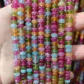 Colorful tourmaline barrel bead close-up, vibrant candy color gemstone loose beads for DIY jewelry crafting. - Small Rondelle Beads 6.5*4 mm (Approx. 95 Pcs)