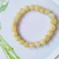 Bracelet en perles de pierre naturelle et cristal, bijoux élégants à une seule couche perles jaunes. - 6mm / Jade Beige