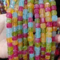 Colorful candy tourmaline square loose beads DIY jewelry making crystal gemstone bracelet - Cube Beads 8*8 mm (Approx. 47 Pcs)