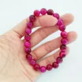 Bracelet en Pierre Œil de Tigre Rouge Perle Ronde Bijou de Gemme Simple Cadeau pour Femme Homme - 10mm / Oeil de Tigre Rose (Grade A)
