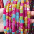 Colorful tourmaline stone barrel beads candy color loose beads for DIY jewelry making details - Hexagonal Column Beads 8*10 mm (Approx. 39 Pcs)