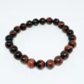Bracelet de perles en œil de tigre rouge bijoux en pierres précieuses pour femmes et hommes - 10mm / Œil de tigre rouge grade A