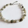 Natural irregular crystal gemstone bead bracelet with metal extension chain for women fashion. - Labradorite