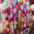 Perles en vrac en pierre ovale de couleur bonbon coloré pour la fabrication de bijoux DIY - Grandes perles de riz 7,7*10,8 mm (env. 36 pcs)