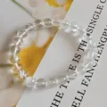 Natural crystal stone bracelet single circle bead gemstone jewelry for daily wear - White Crystal