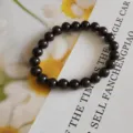 Natural gemstone round bead bracelet single circle crystal beaded jewelry for daily wear - Garnet