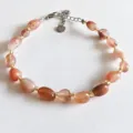 Natural irregular crystal stone bracelet with golden spacer beads elegant women jewelry. - Light Red Agate