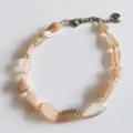 Natural irregular crystal gemstone beaded bracelet women fashion jewelry gifts - Orange Moonstone