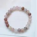 Natural stone crystal agate bracelet single circle beaded jewelry unisex fashion accessory - Violet
