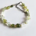 Natural irregular crystal gemstone bracelet with gold beads and silver chain for women. - New Mountain Jade