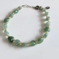 Natural green crystal irregular stone bracelet with metal beads for women jewelry fashion item - Green Aventurine