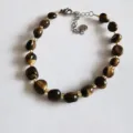 Natural irregular crystal stone bracelet with metal spacer beads for women fashion jewelry - Tiger's Eye
