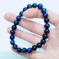 Natural blue tiger eye gemstone bead bracelet for men and women crystal healing jewelry. - Blue Tiger's Eye