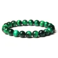Green Tiger Eye Stone Beaded Bracelet Crystal Gemstone Single Round Ball Variant Item - Green Tiger Eye