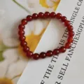 Natural red agate gemstone single circle bead bracelet for daily wear fashion jewelry. - Grade A Red Agate