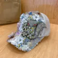 Shiny sequins rhinestone baseball cap with cute fox pattern and breathable mesh back for summer. - Adjustable / Fox Silver