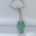 Natural green crystal mushroom keychain cute metal key ring bag charm pendant accessory - Green Aventurine