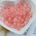 6mm Pink Half-Hole Round Loose Beads Crystal Agate DIY Jewelry Accessories For Bracelet - Watermelon Red (Synthetic)