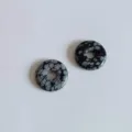 Pendentif donut en pierre naturelle, perle obsidienne flocon de neige noire pour bijoux DIY. - 20mm / Obsidienne flocon de neige
