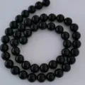 Natural black agate round loose beads, polished shiny gemstone DIY jewelry making supplies string. - 4mm / Black Agate