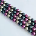 Variante de cuentas de perlas de concha coloridas, hermosas cuentas redondas para joyería DIY. - Mixto 02