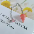 Natuurlijke kristallen roze zeshoekige kegel slingers hanglamp met ketting voor heling - Klein (16*15 mm) / Watermeloen Rood (Synthetisch)