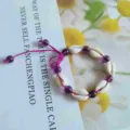 Handmade cowrie shell purple bead braided bracelet fashion beach jewelry variant item - Purple Thread Shell