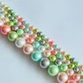 Abalorios sueltos de concha colorida perlas de imitación redondas para joyas DIY - Multicolor 17