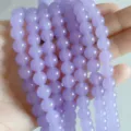 Premium lavendelviolette Chalcedon-Rundperlen für handgefertigten DIY-Schmuck - 6mm / Hellviolett