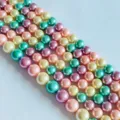 Cuentas redondas sueltas de perlas de concha de colores para accesorios de joyería de bricolaje. - Multicolor 13