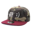 Camouflage snapback hat with embroidered cities and smile face for men street style. - Adjustable / Style 4