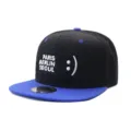 Black and blue flat brim baseball cap with stylish embroidery and street hip-hop design. - Adjustable / Style 5