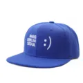 Blue flat brim baseball cap with stylish white embroidery street hip hop hat sun shade. - Adjustable / Style 8