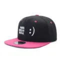 Men's flat brim baseball cap street style hip hop hat with cute smile embroidery and pink brim. - Adjustable / Style 10
