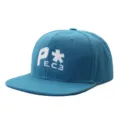 Cyan flat brim baseball cap with stylish white embroidery front, hip hop streetwear style. - Adjustable / Mint Green