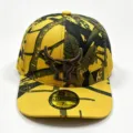 Casquette de baseball camouflage jaune avec broderie taureau, casquette hip-hop plate unisexe. - Réglable / Style 4