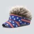 American flag spiky hair sun visor hat funny novelty fake hair baseball cap for men women - Adjustable / Style 13
