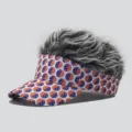 Novelty wig visor hat with American flag pattern, funny spiky hair sun visor cap for party. - Adjustable / Style 5