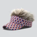Novelty patriotic flag wig visor hat with fluffy synthetic hair funny baseball cap. - Adjustable / Style 6
