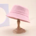 Pink cotton bucket hat for women summer sun protection fashion solid color outdoor sunshade cap - One Size / Pink