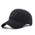 Cappellino da baseball nero con ricamo floreale in dettaglio, corona morbida e visiera. - Regolabile / Nero
