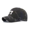 Camouflage baseball cap with distressed design and number 77 embroidery for daily wear. - Dark Camouflage No.77